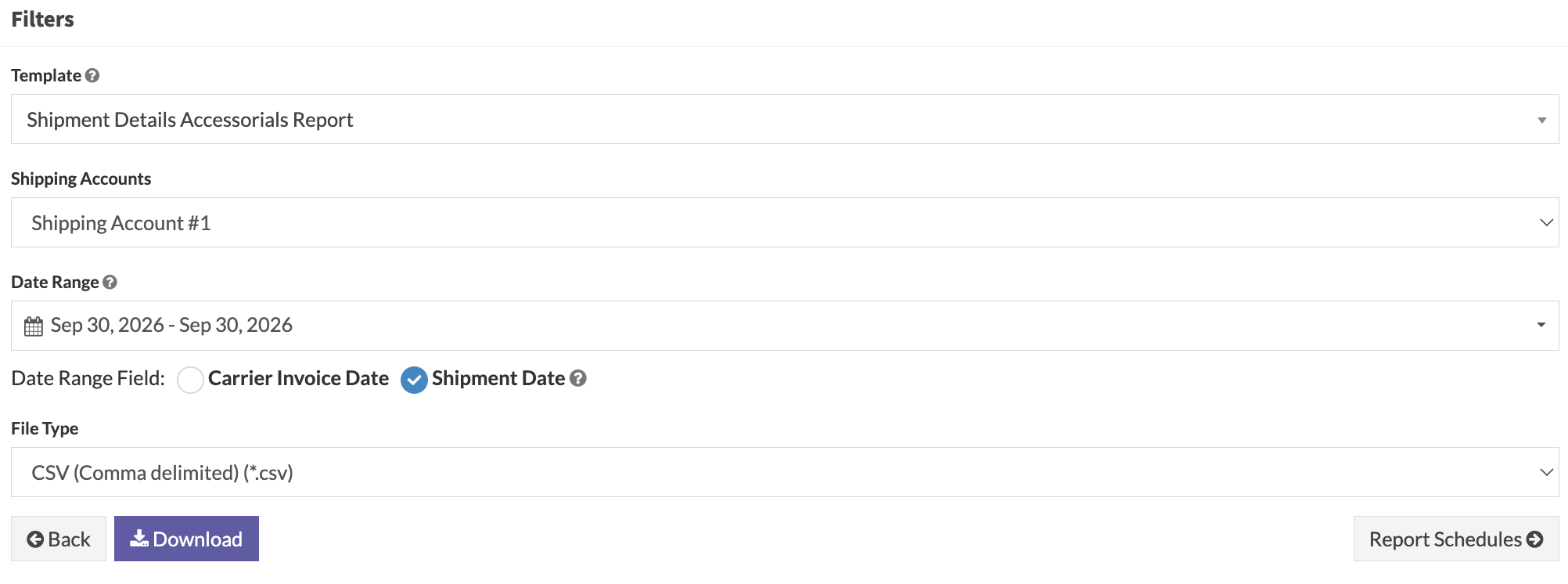 Shipment Details Accessorials Report - Share a Refund