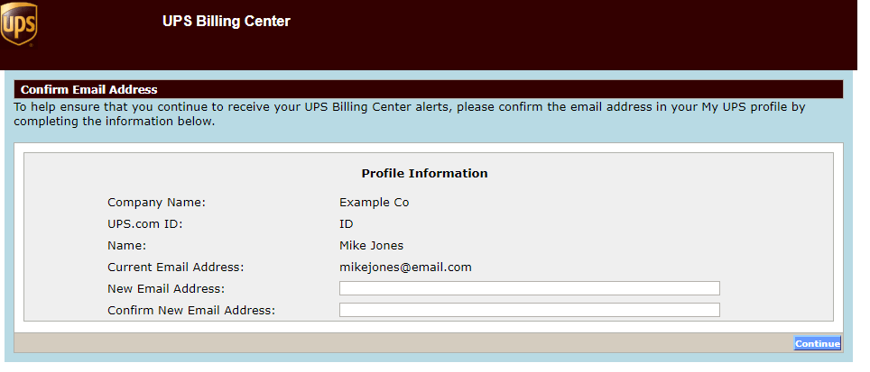 UPS billing center