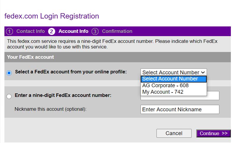 select account number
