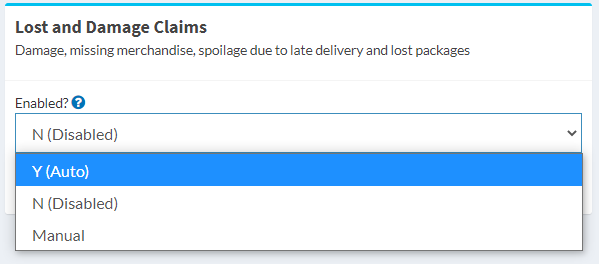 Lost and damage claims enabled