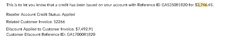 credit issued