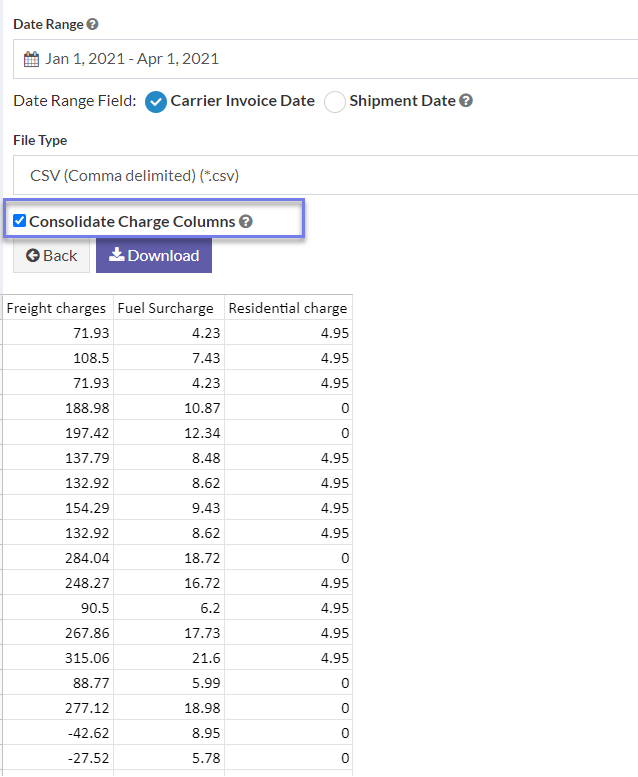 Consolidate charge columns